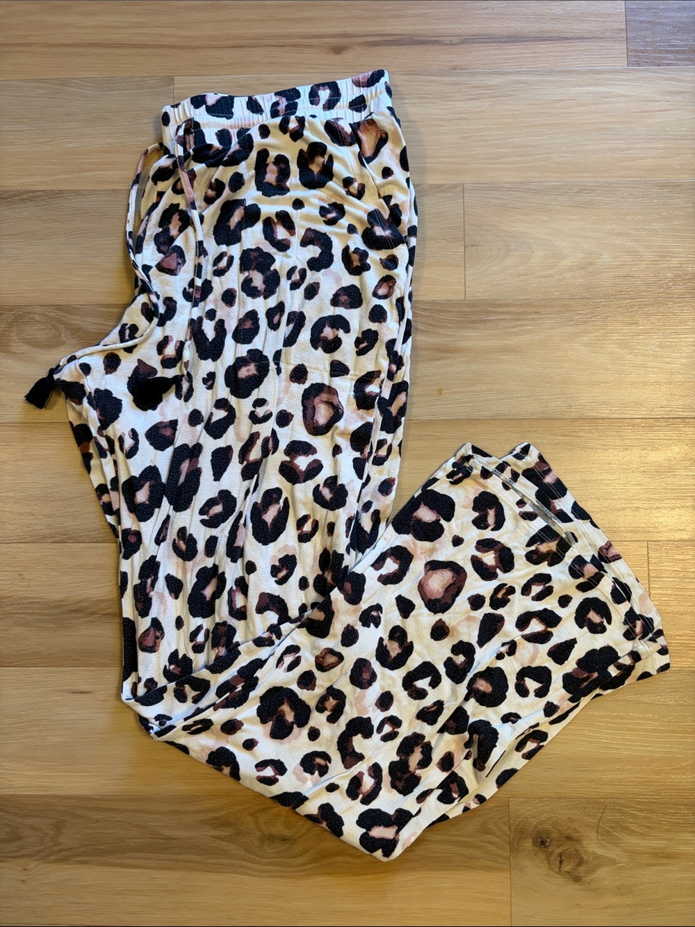stars above Cream Leopard Print Girls' Leggings with Black and Brown Spots